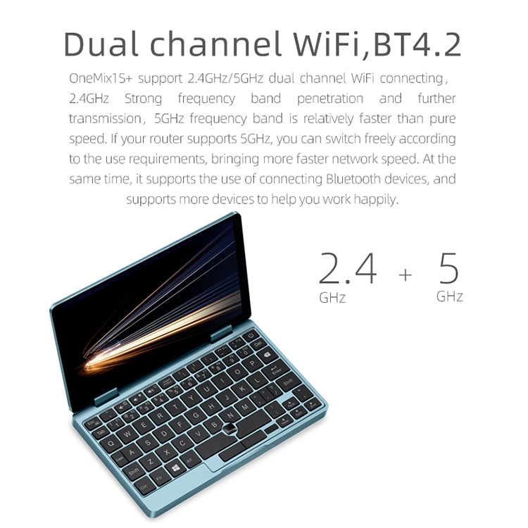 ONE-NETBOOK OneMix 1s+ Laptop, 7.0 inch, 8GB+256GB, Windows 10 Intel Core M3-8100Y, Support Dual Band WiFi & Bluetooth & Fingerprint Unlock(Baby Blue)
