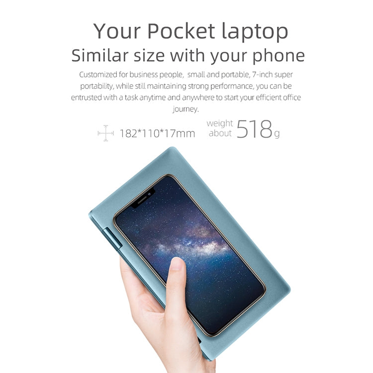 ONE-NETBOOK OneMix 1s+ Laptop, 7.0 inch, 8GB+256GB, Windows 10 Intel Core M3-8100Y, Support Dual Band WiFi & Bluetooth & Fingerprint Unlock(Baby Blue)