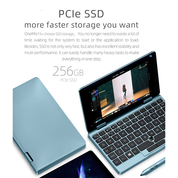 ONE-NETBOOK OneMix 1s+ Laptop, 7.0 inch, 8GB+256GB, Windows 10 Intel Core M3-8100Y, Support Dual Band WiFi & Bluetooth & Fingerprint Unlock(Baby Blue)