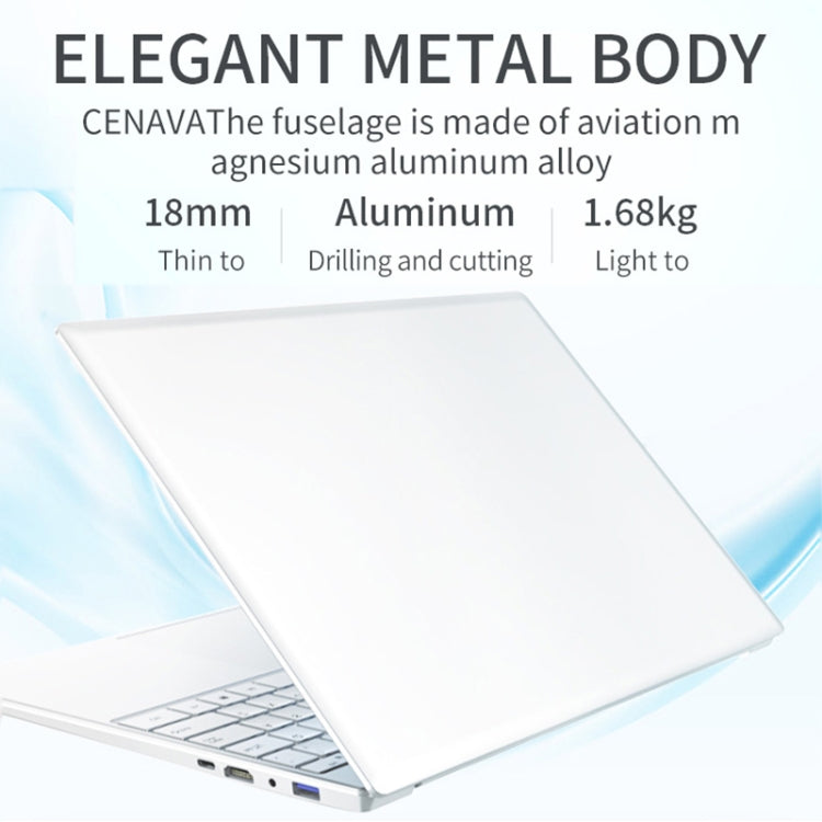 CENAVA F158G Notebook, 15.6 inch, 8GB+128GB, Windows 10 Intel Core i3-6157U Dual Core Up to 2.40 GHz, Support TF Card & Bluetooth & WiFi & Micro HDMI, US/EU Plug(Silver)