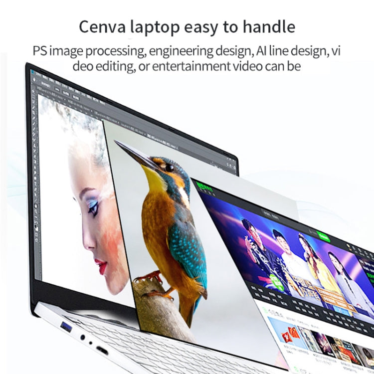 CENAVA F158G Notebook, 15.6 inch, 8GB+512GB, Windows 10 Intel Core i3-6157U Dual Core Up to 2.40 GHz, Support TF Card & Bluetooth & WiFi & Micro HDMI, US/EU Plug(Silver)