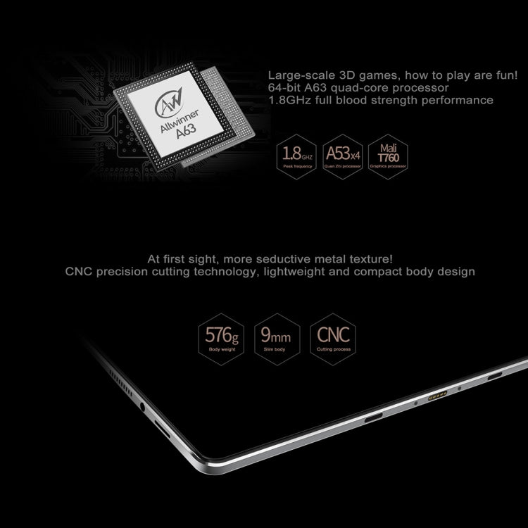 ONDA V18 Pro, 10.1 inch, 3GB+32GB, Android 7.1, 2.5K Screen, Allwinner New A63 Quad Core ARM A53 up to 1.8GHz, Support 4K Video Playback(Space Grey)