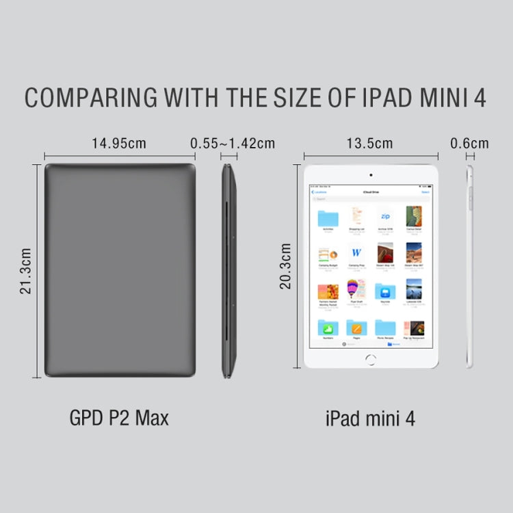 GPD P2 Max Mini Laptop, 8.9 inch, 8GB+256GB, Windows 10 Intel Celeron 3965Y Dual Core 1.5Ghz, Support Fingerprint Identification & Dual Band WiFi & Bluetooth & Micro HDMI(Silver)