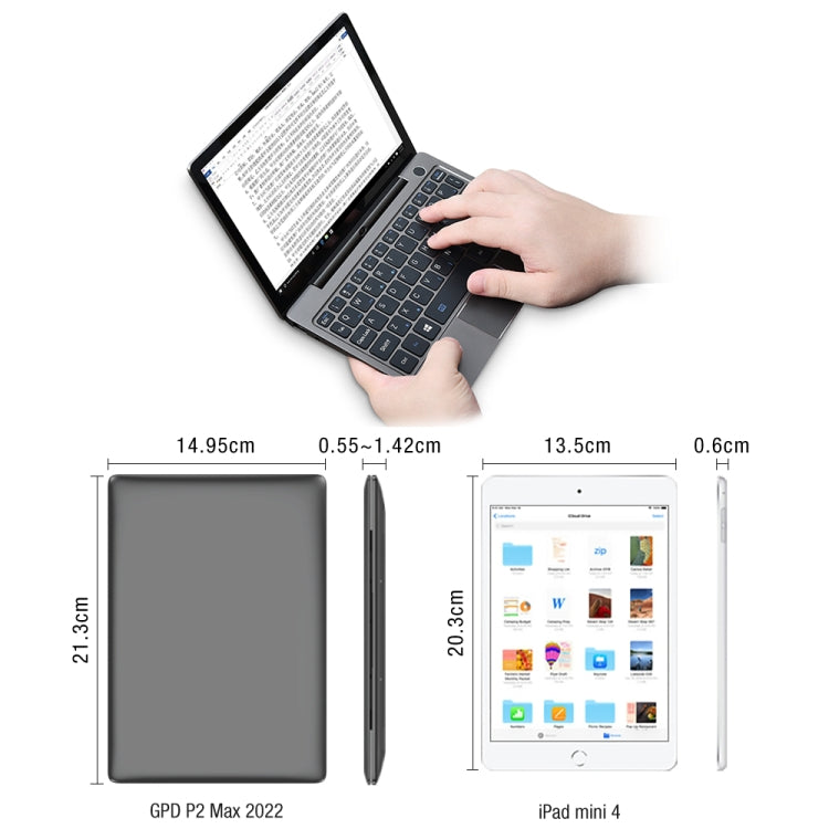 GPD P2 Max 2022 Mini Laptop, 8.9 inch, 16GB+1TB, Windows 11 Intel Pentium Silver N6000 Quad Core 1.1-3.3Ghz, Support Fingerprint Identification & Dual Band WiFi & Bluetooth & Micro HDMI(Gun Metal)