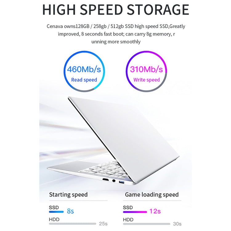 HONGSAMDE F158G Notebook, 15.6 inch, 8GB+128GB, Windows 10 Intel Core i3-6157U Dual Core Up to 2.40 GHz, Support TF Card & Bluetooth & WiFi & Micro HDMI, US Plug(Silver)