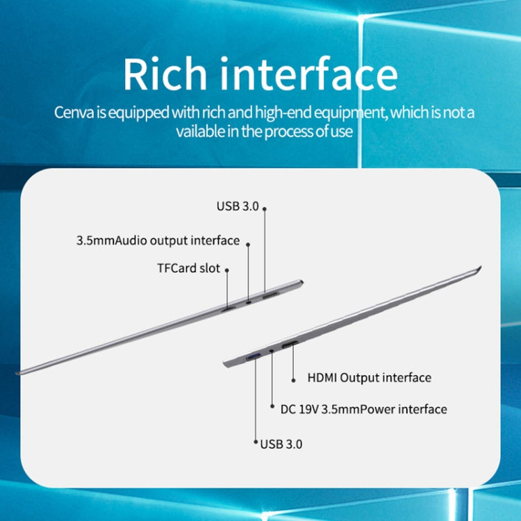 HONGSAMDE F158G Notebook, 15.6 inch, 8GB+128GB, Windows 10 Intel Core i3-6157U Dual Core Up to 2.40 GHz, Support TF Card & Bluetooth & WiFi & Micro HDMI, US Plug(Silver)