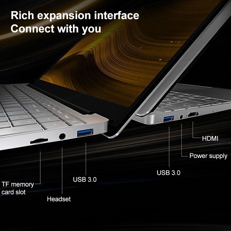 F16 Laptop, 15.6 inch, 8GB+128GB, Windows 10 OS,  Intel Celeron J4105 / J4115 / J4125 Quad Core 1.8-2.5GHz (Random CPU Delivery), Support TF Card & Bluetooth & WiFi & HDMI, US Plug