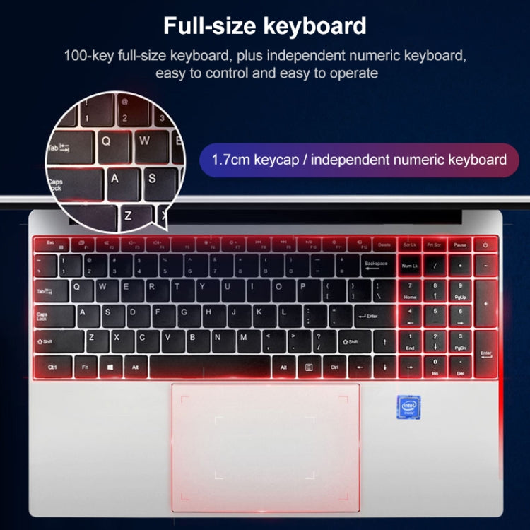 F15 Laptop, 15.6 inch, 8GB+256GB, Windows 10 OS,  Intel Core M-5Y51 Dual Core 1.1-2.6GHz, Support TF Card & Bluetooth & WiFi & HDMI, US Plug