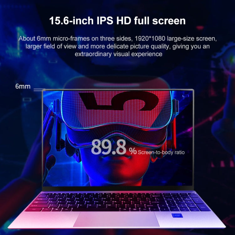 F15 Laptop, 15.6 inch, 8GB+512GB, Windows 10 OS,  Intel Core M-5Y51 Dual Core 1.1-2.6GHz, Support TF Card & Bluetooth & WiFi & HDMI, US Plug