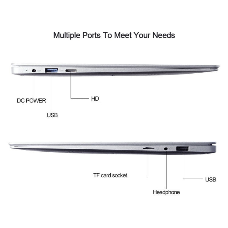 F19 Laptop, 14 inch, 8GB+128GB, Windows 10 OS,  Intel Celeron J3455 / J4115 Quad Core 1.8-2.5GHz (Random CPU Delivery), Support TF Card & Bluetooth & WiFi & HDMI, US Plug