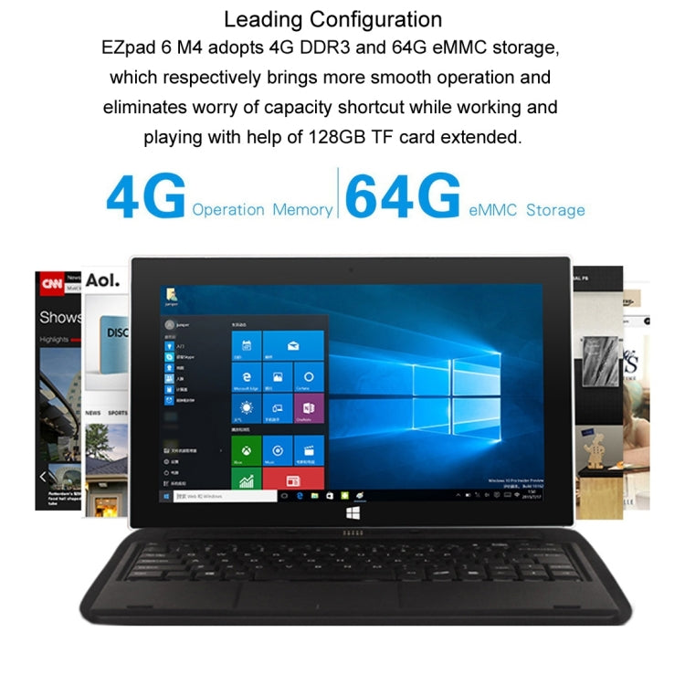 Jumper EZpad 6 M4 Tablet PC, 10.6 inch, 4GB+64GB, One-piece Metal Bracket, Windows 10 Intel Cherry Trail Z8350 Quad Core 1.44Ghz, Support TF Card & Bluetooth & WiFi(Silver)