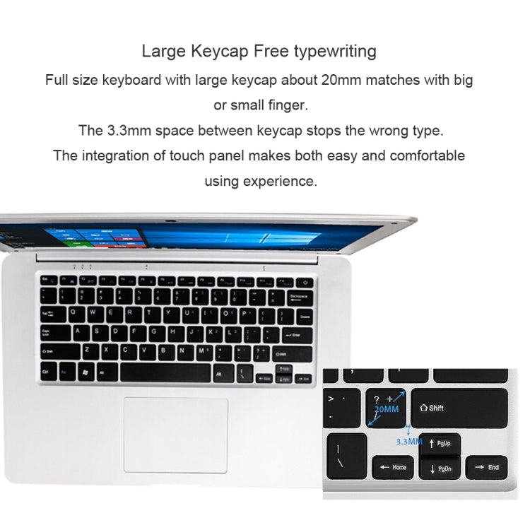Jumper EZbook 2 Laptop, 14.1 inch, 4GB+64GB, 10000mAh Battery, Windows 10 Intel Cherry Trail X5-Z8350 Quad Core 1.92 GHz, Support Mini SD Card & HDMI, Only Chinese & English(Silver)