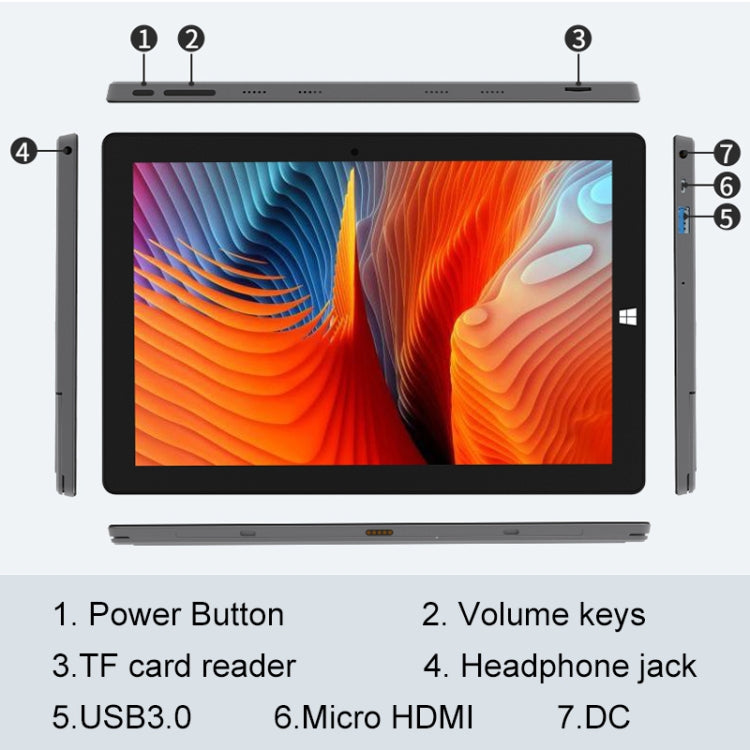 Jumper Ezpad GO M Tablet PC, 10.1 inch, 6GB+64GB, Windows 10 Intel Apollo Lake N3350 Dual Core 1.1GHz-2.4GHz, Support TF Card & Bluetooth & WiFi & Micro HDMI, Not Included Keyboard (Black+Grey)