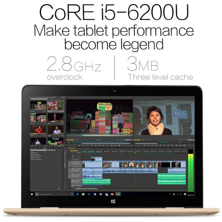 VOYO VBOOK V3 i5 6200 , 13.3 inch, 4GB+128GB SSD, 2 in 1 Tablet + Keyboard, Fingerprint Identification, 12000mAh Battery,Windows 10 Intel skylake Core i5 6200 Dual Core 2.3Ghz, Support 360 Degree Turning & TF Card & Bluetooth & WiFi(Gold)