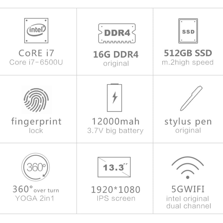 VOYO VBOOK V3 i7 6500U Tablet PC, 13.3 inch, 16GB+512GB SSD, Fingerprint Identification, 12000mAh Battery, Windows 10 Intel skylake Core i7-6500U Dual Core 2.5Ghz, Support 360 Degree Turning & TF Card & Bluetooth & WiFi(Rose Gold)