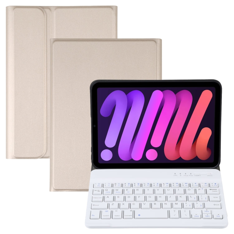 A06 Detachable Lambskin Texture Ultra-thin TPU Bluetooth Keyboard Leather Tablet Case with Stand For iPad mini 6
