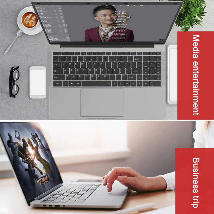 HONGSAMDE HSD1410 Laptop, 14 inch, 8GB+512GB, Windows 10 OS,  Intel Celeron J3455 Quad Core up to 2.3GHz, Support TF Card & Bluetooth & WiFi & HDMI, US Plug(Silver Grey)