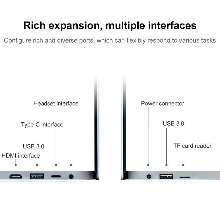 HONGSAMDE HSD1410 Laptop, 14 inch, 8GB+512GB, Windows 10 OS,  Intel Celeron J3455 Quad Core up to 2.3GHz, Support TF Card & Bluetooth & WiFi & HDMI, US Plug(Silver Grey)
