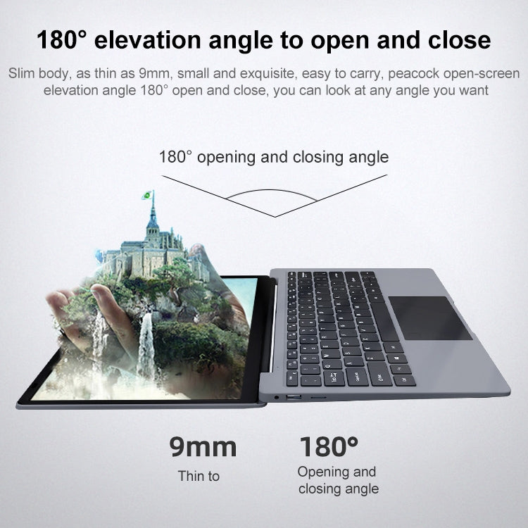 HONGSAMDE HSD1410 Laptop, 14 inch, 8GB+512GB, Windows 10 OS,  Intel Celeron J3455 Quad Core up to 2.3GHz, Support TF Card & Bluetooth & WiFi & HDMI, US Plug(Silver Grey)