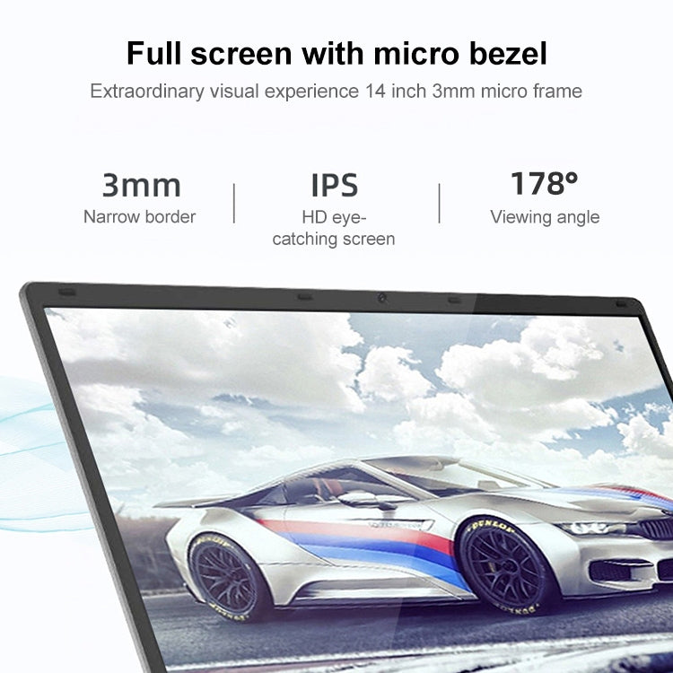 HONGSAMDE HSD1410 Laptop, 14 inch, 8GB+512GB, Windows 10 OS,  Intel Celeron J3455 Quad Core up to 2.3GHz, Support TF Card & Bluetooth & WiFi & HDMI, US Plug(Silver Grey)