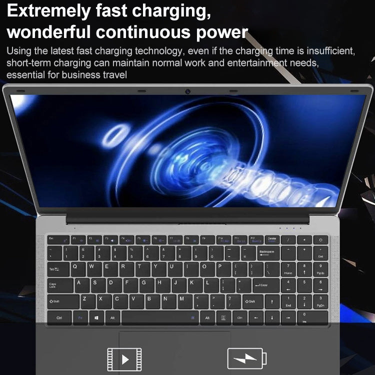 HONGSAMDE HSD1410 Laptop, 14 inch, 8GB+512GB, Windows 10 OS,  Intel Celeron J3455 Quad Core up to 2.3GHz, Support TF Card & Bluetooth & WiFi & HDMI, US Plug(Silver Grey)