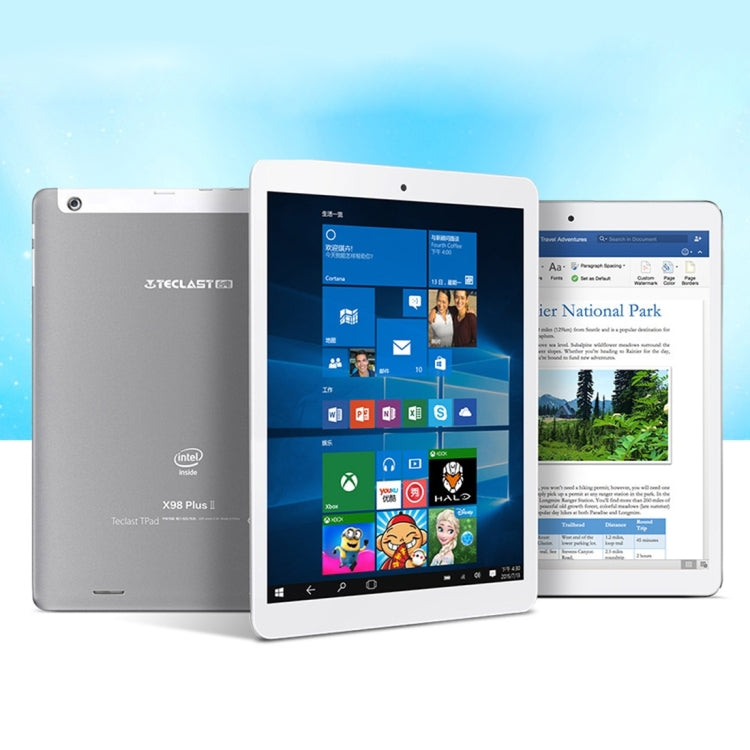 Teclast X98 Plus II Tablet, 9.7 inch, 4GB+64GB, Dual Camera, with DC Port, 8000mAh Big Battery, Windows 10 Home + Android 5.1 Dual OS, Intel Cherry Trail X5-Z8350 1.84GHz, RAM: 4GB