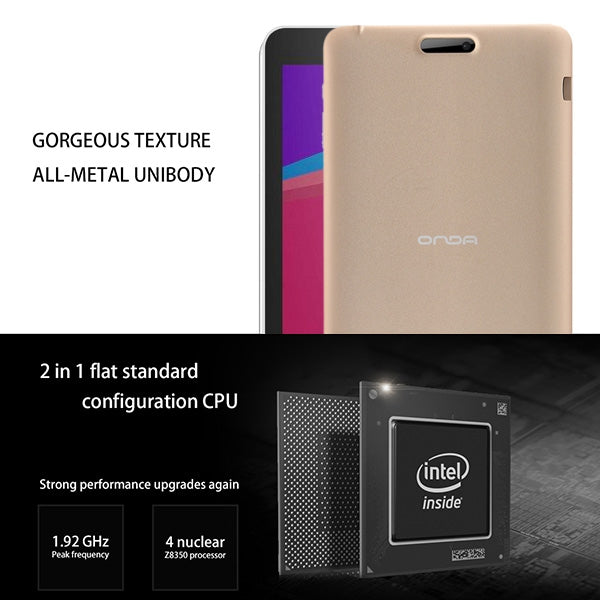 ONDA V80 Plus Android OS Tablet, 8.0 inch, 2GB+32GB, Got CE / FCC / ROHS / WEEE Certification, Dual Camera, Android 5.1 OS, Intel X5-Z8350 1.94GHz, RAM: 2GB ROM: 32GB, Support 128GB TF Card & Bluetooth 4.0 & WiFi & OTG & G-sensor & WiDi