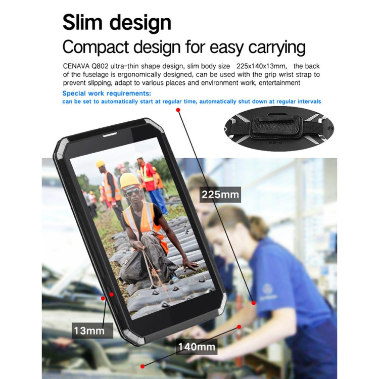 CENAVA-Q802 Triple Proofing Tablet PC, 8.0 inch, 4GB+64GB, Support Google Play, 4G Phone Call, IP68 Waterproof Shockproof Dustproof, Android 9.0, MTK6762 Octa Core 2.0GHz, Support OTG/GPS/NFC/WiFi/BT/TF Card(Black)