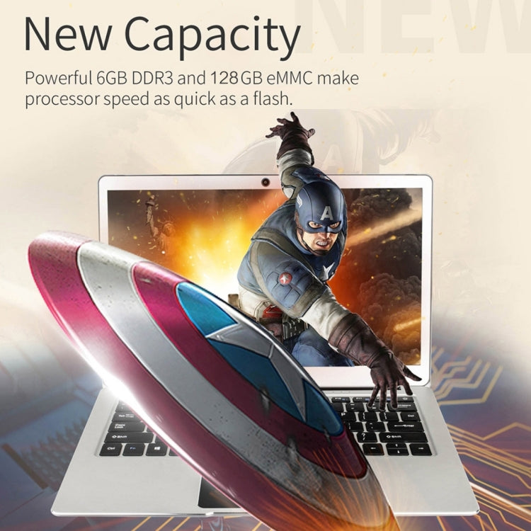 Jumper EZbook 3 Pro Laptop, 13.3 inch, 6GB+128GB, 9600mAh Battery, Windows 10 Intel Apollo Lake N3450 Quad Core 1.1GHz-2.2GHz, Support TF Card & WiFi & HDMI(Silver)