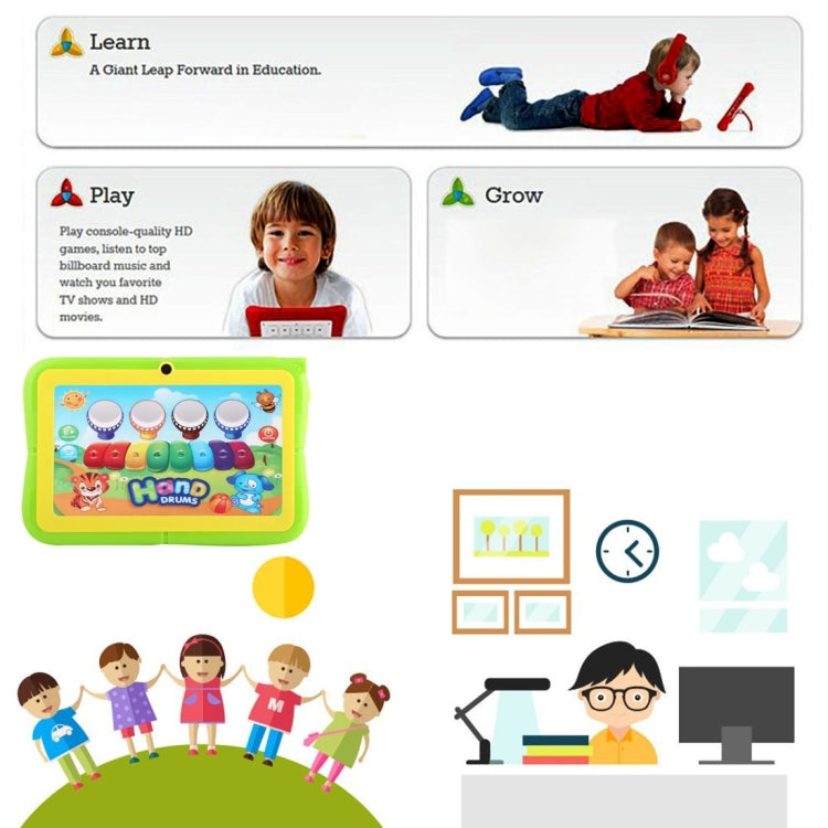 Kids Education Tablet PC, 7.0 inch, 512MB+8GB, Android 4.4 Allwinner A33 Quad Core, WiFi / Bluetooth