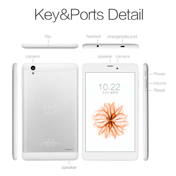 VOYO X7 3G Call Tablet, 7 inch, 2GB+32GB, Android 5.0 MT6582 Quad Core 1.3GHz, Network: 3G, Support OTG & OTA & GPS  & Dual SIM & Bluetooth & WiFi (Silver)