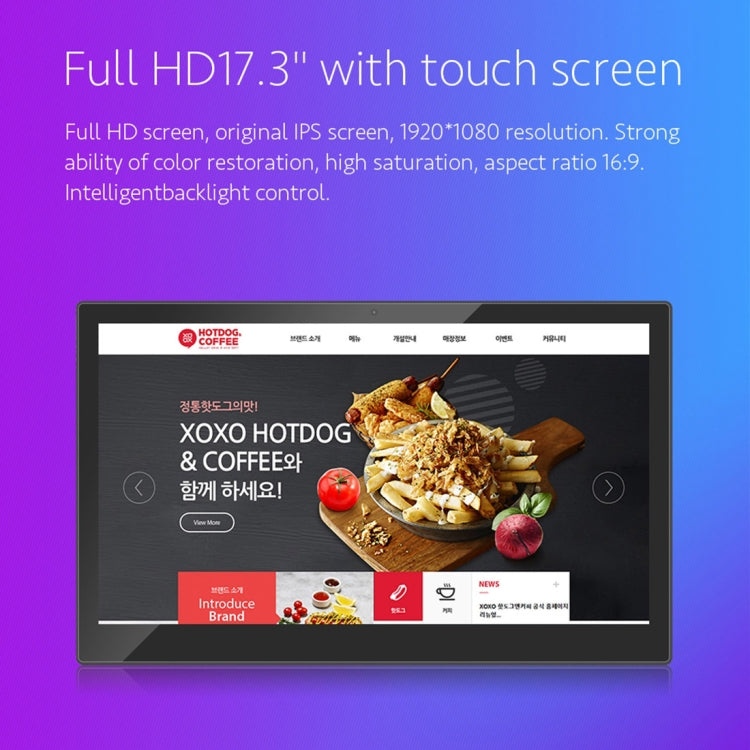 HSD1732 Touch Screen All in One PC with Holder & 10x10cm VESA, 2GB+16GB 15.6 inch LCD Android 7.1, RK3399 Dual-core A72 + Quad-core A53 up to 2.0GHz, Support OTG & Bluetooth & WiFi(Black)