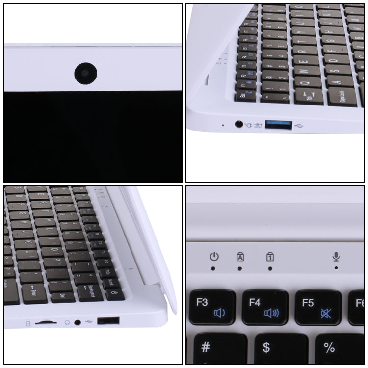 PC-A133 10.1 inch Laptop, 2GB+64GB, Android 12.0 OS,  Allwinner A133 Quad Core CPU, Support TF Card & Bluetooth & WiFi, EU Plug(White)