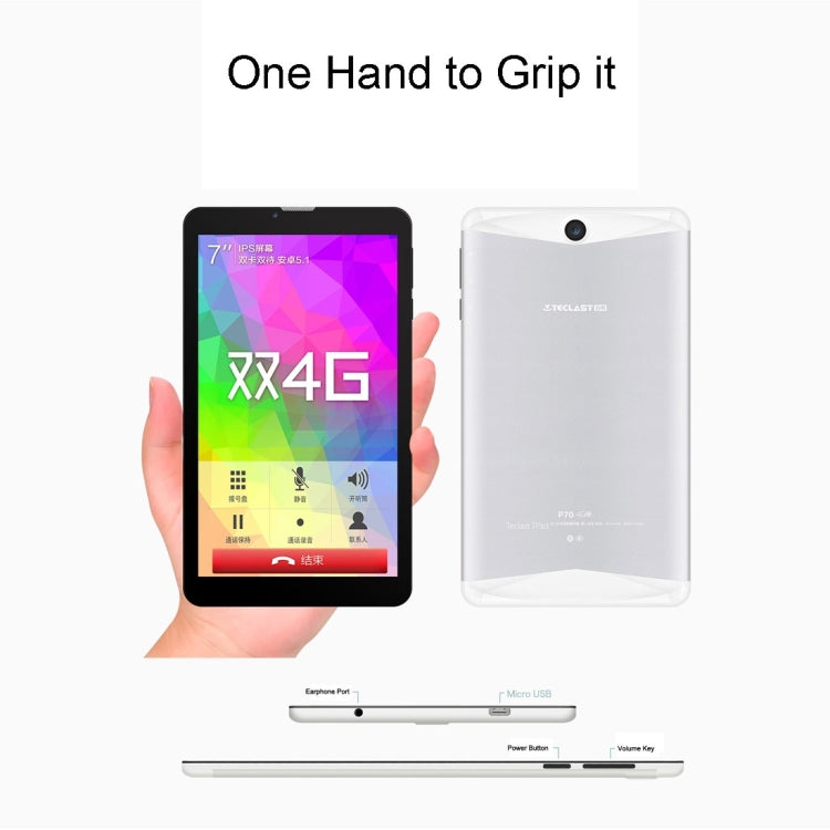 Teclast P70 4G Calling Tablet, 7 inch, 1GB+8GB, Android 6.0 OS, MT8735M 64-bit 1.0GHz, Support Dual-Band 2.4GHz/5GHz WiFi, Bluetooth 4.0, GPS
