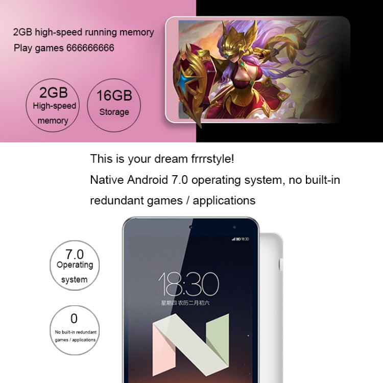 ONDA V80 Tablet Basic Edition, 8 inch, 2GB+16GB, CE Certificated, Android 7.0, Allwinner A64 Quad Core 1.3GHz, Support 128GB TF Card, WiFi, Bluetooth