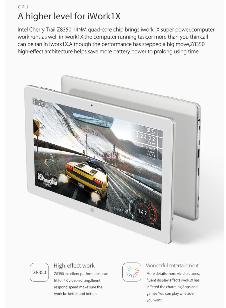 Cube iwork1X, 11.6 inch, 4GB+64GB, Windows 10.0 Intel Atom X5-Z8350 up to 1.92GHz, HDMI, WiFi, BT, without Keyboard