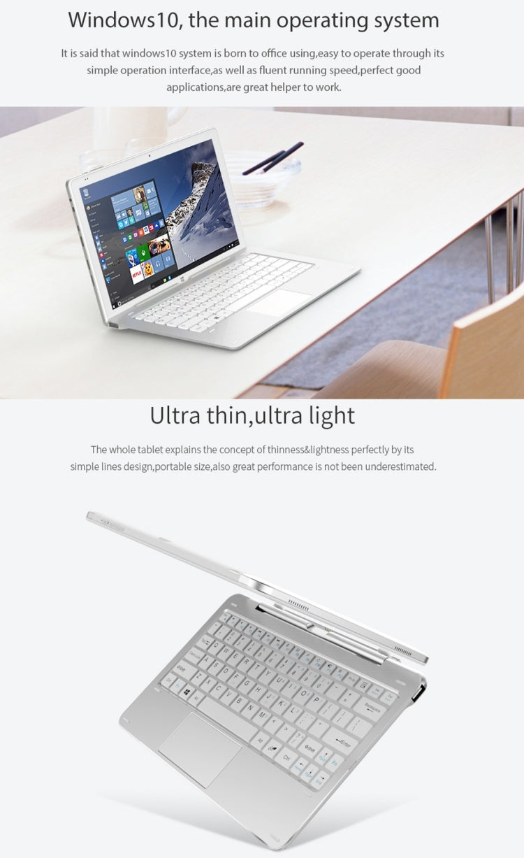 Cube iwork11 i16-T Flagship, 10.6 inch, 4GB+64GB, 2 in 1 Tablet, Windows 10.0 Intel Atom X5-Z8350 1.44GHz-1.92GHz, HDMI, WiFi, BT, without Keyboard(White)