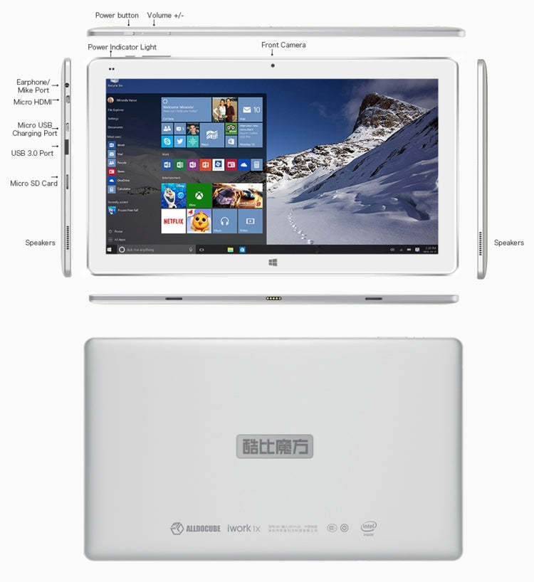 AlldoCube Cube iwork1X Dual OS 11.6 inch, 4GB+64GB, Windows 10.0 & Android 5.1 Intel Atom X5-Z8350 up to 1.92GHz, HDMI, WiFi, BT, without Keyboard(White)