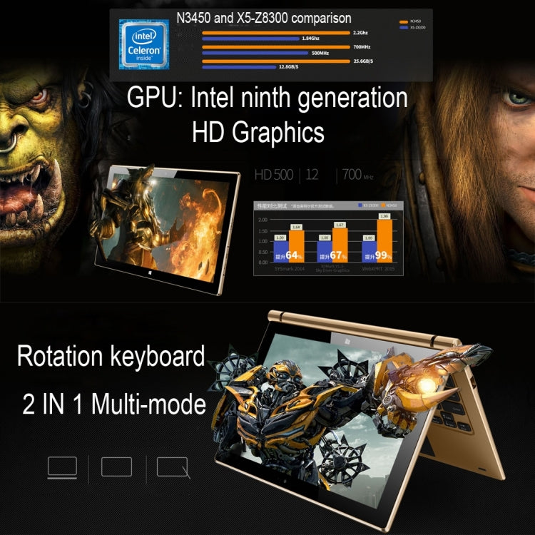 ONDA Xiaoma 11, 11.6 inch, 4GB+64GB, CE / FCC / ROHS / WEEE Certificated, Windows 10 Home Intel Celeron Apollo Lake Quad Core up to 2.2GHz, Support 256GB TF, WiFi, BT, 4K Video Playback, HDMI(Gold)