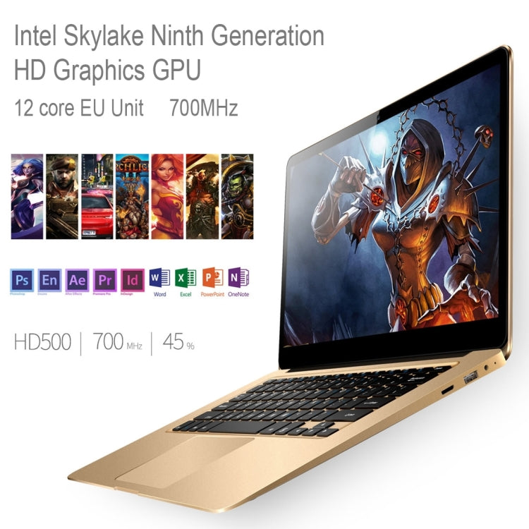 ONDA Xiaoma 41, 14 inch, 4GB+64GB, CE / FCC / ROHS / WEEE Certificated, Windows 10 Home Intel Celeron Apollo Lake Quad Core up to 2.2GHz, Support 256GB TF, WiFi, BT, 4K Video Playback, HDMI(Gold)