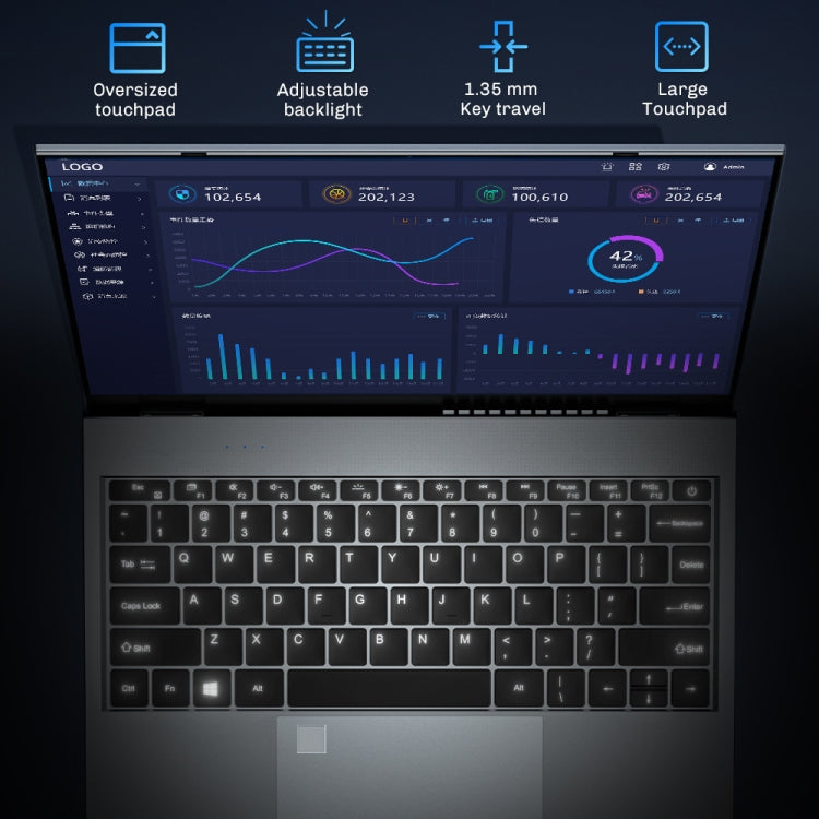 F22 Laptop, 13.5 inch, 8GB+256GB, Fingerprint Unlock, Windows 10 OS, Intel Core i3-1005G1 Dual Core 1.2-3.4Ghz, 2K Full HD Srceen, Support TF Card & Bluetooth & WiFi, US Plug (Grey)