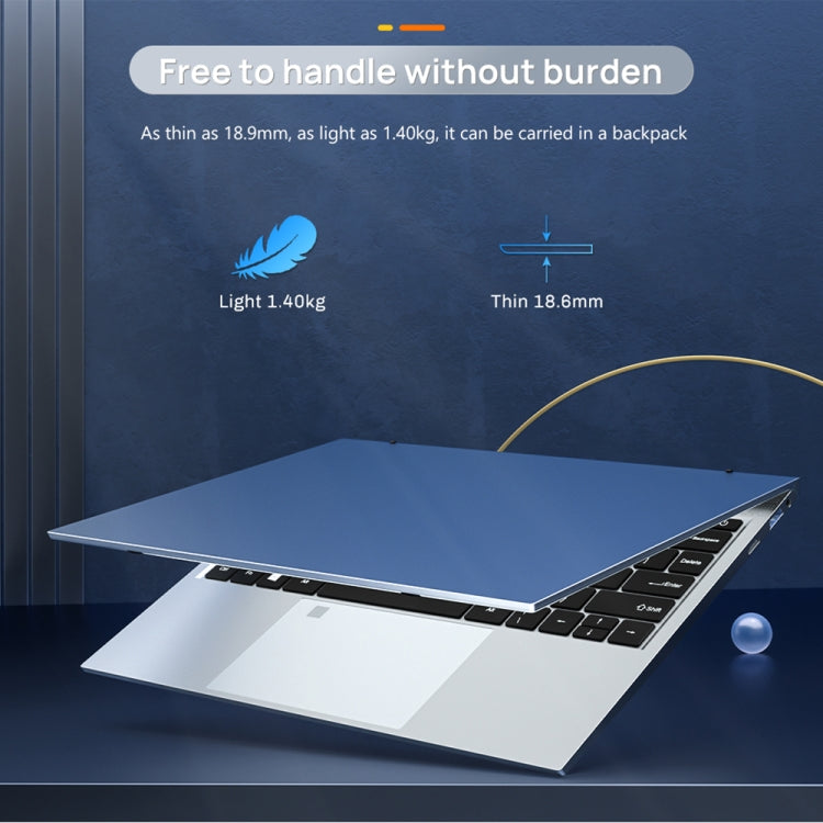 F22 Laptop, 13.5 inch, 8GB+256GB, Fingerprint Unlock, Windows 10 OS, Intel Core i3-1005G1 Dual Core 1.2-3.4Ghz, 2K Full HD Srceen, Support TF Card & Bluetooth & WiFi, US Plug (Grey)