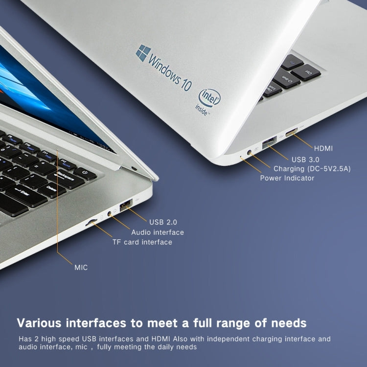 PiPO W9 Pro Laptop, 14.1 inch, 4GB+64GB, Windows 10, Intel Cherry Trail Z8350 Quad Core up to 1.92GHz, WiFi, HDMI, Bluetooth(Silver)