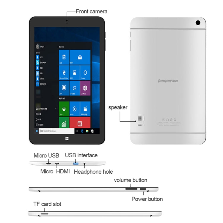 Jumper EZpad mini 4S Tablet PC, 8.3 inch, 2GB+32GB, Windows 10 Intel Cherry Trail Z8350 Quad Core, Support TF Card & Bluetooth & WiFi(Grey)