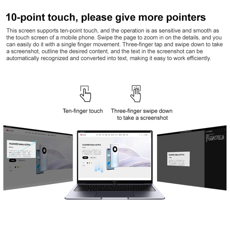Huawei MateBook 14 Laptop, 16GB+512GB, Windows 10 Home Chinese Version, AMD Ryzen 7-5700U Hexa Core up to 4.3GHz, Support Bluetooth / HDMI, US Plug(Grey)
