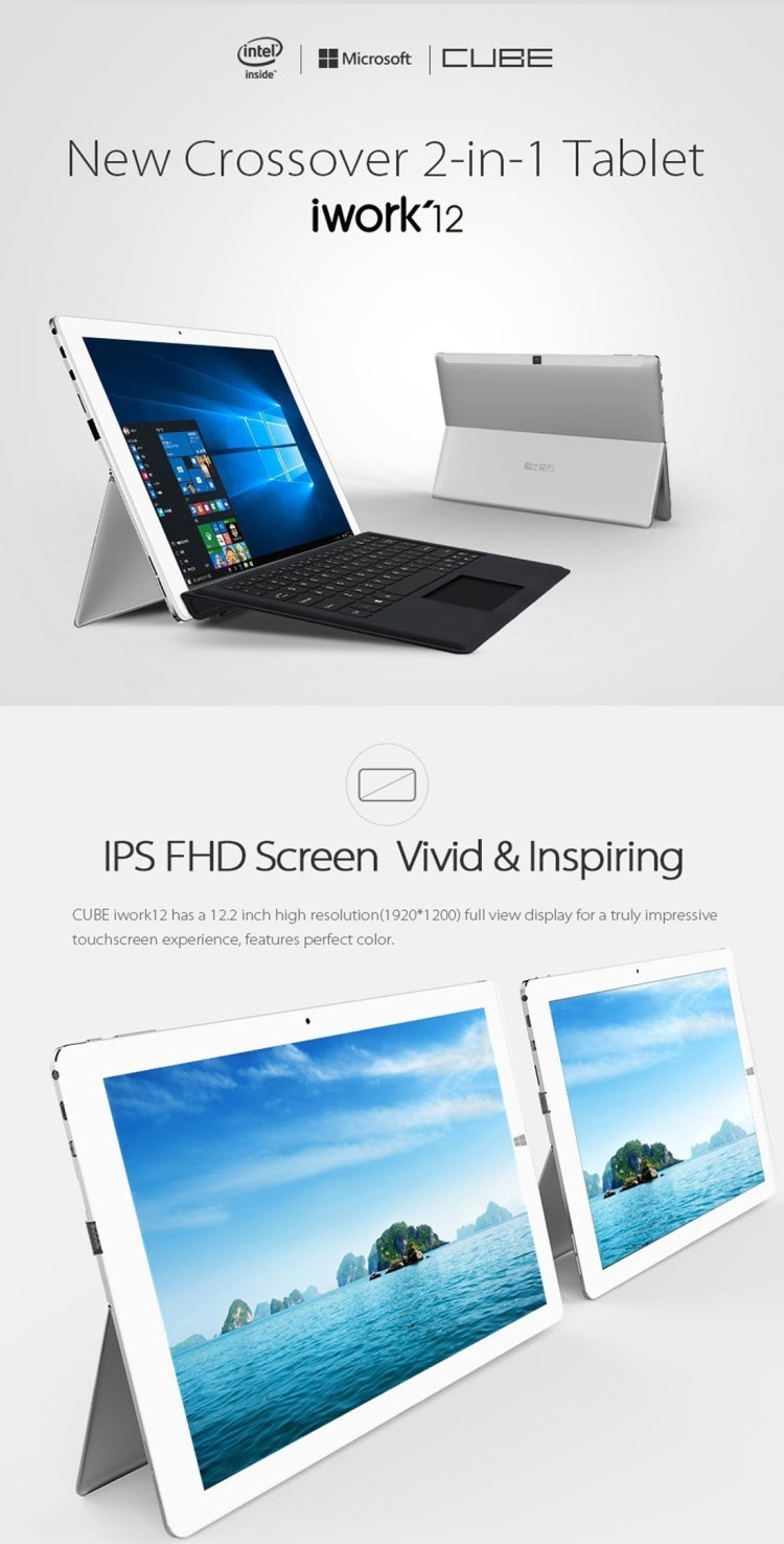CUBE i12 iwork12 Dual OS, 12.2 inch, 4GB+64GB, Windows 10 & Android 5.1, Intel Cherry Trail X5-Z8300 Quad-core 1.44-1.8GHz(Silver)