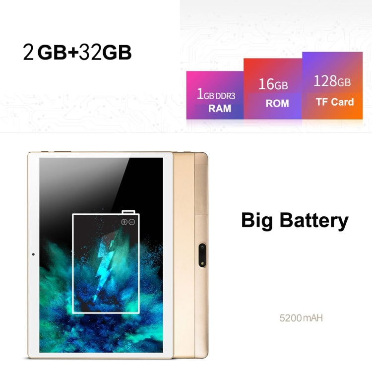 ONDA V10 4G Calling Tablet, 10.1 inch, 2GB+32GB, CE / FCC / ROHS / WEEE Certificated, Dual SIM, Dual Camera, ONDA ROM 2.0 (Based on Android 7.0 OS), MTK6753 Octa Core 1.3GHz, Support 128GB Micro SD / TF Card, WiFi, Bluetooth 4.0, GPS, FM