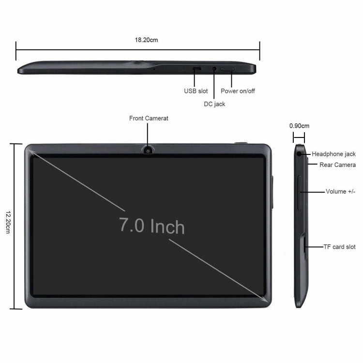 Q88 Kids Education Tablet PC, 7.0 inch, 512MB+8GB, Android 4.4 Allwinner A33 Quad Core, WiFi, Bluetooth, OTG, FM, Dual Camera, with Silicone Case