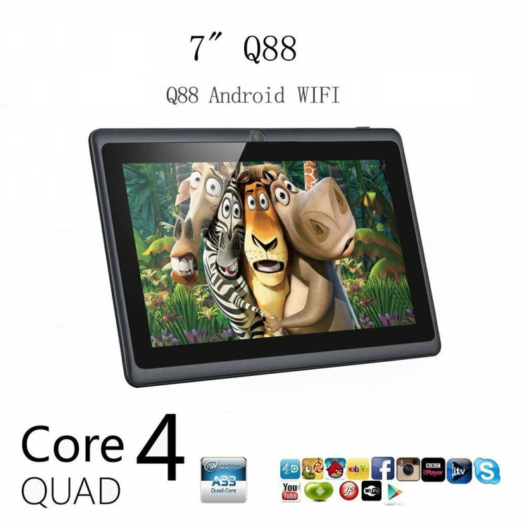 Q88 Kids Education Tablet PC, 7.0 inch, 512MB+8GB, Android 4.4 Allwinner A33 Quad Core, WiFi, Bluetooth, OTG, FM, Dual Camera, with Silicone Case