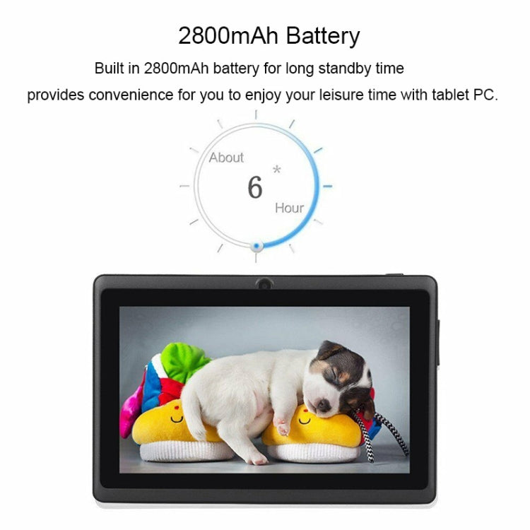 Q88 Kids Education Tablet PC, 7.0 inch, 512MB+8GB, Android 4.4 Allwinner A33 Quad Core, WiFi, Bluetooth, OTG, FM, Dual Camera, with Silicone Case